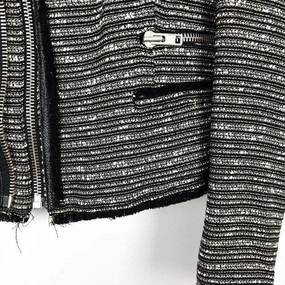 Mango Womens Small Tweed Boucle Textured Zipper Front Blazer Jacket - Picture 6 of 7